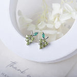 Fruit Peridot Grape Natural Gemstone Delicate Crystal Fruits Silver Stud Earrings