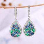 Blue-Green Cubic Zirconia Drop Earrings for Women