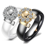 Luxury Sunflower Zircon Ceramic Ring For Women