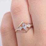 Rose Gold Marquise Blue Cubic Zirconia Elegant Women Rings