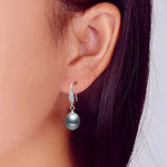 Real Grey Freshwater Pearl Earrings For Women,925 Silver Pearl Drop Earring Wife Mother Valentine's Day Birthday Gift