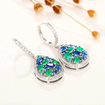 Blue-Green Cubic Zirconia Drop Earrings for Women