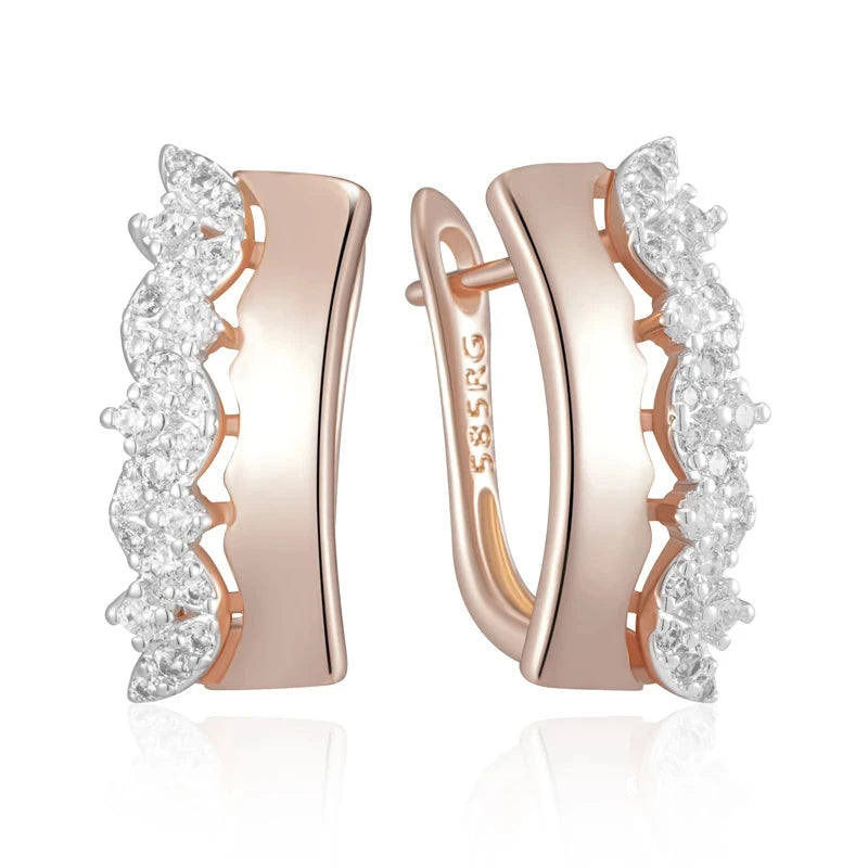 585 Rose Gold Natural Zircon Petal Dangle Earrings for WomenH2465