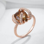 Snake Rose Gold With Brown Natural Zircon Ring for Women