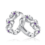 Crystal Flower Hoop Earrings for Womenpurple