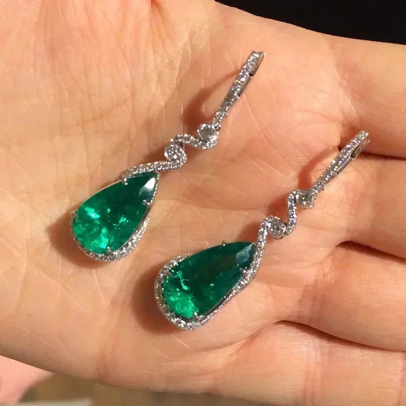 Luxury Green Crystal Drop Earrings – Women's Anniversary GiftE2257