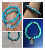 Natural Stone Beads Bracelets Lucky Charm 8mm Blue Turquoises Couple Bracelets