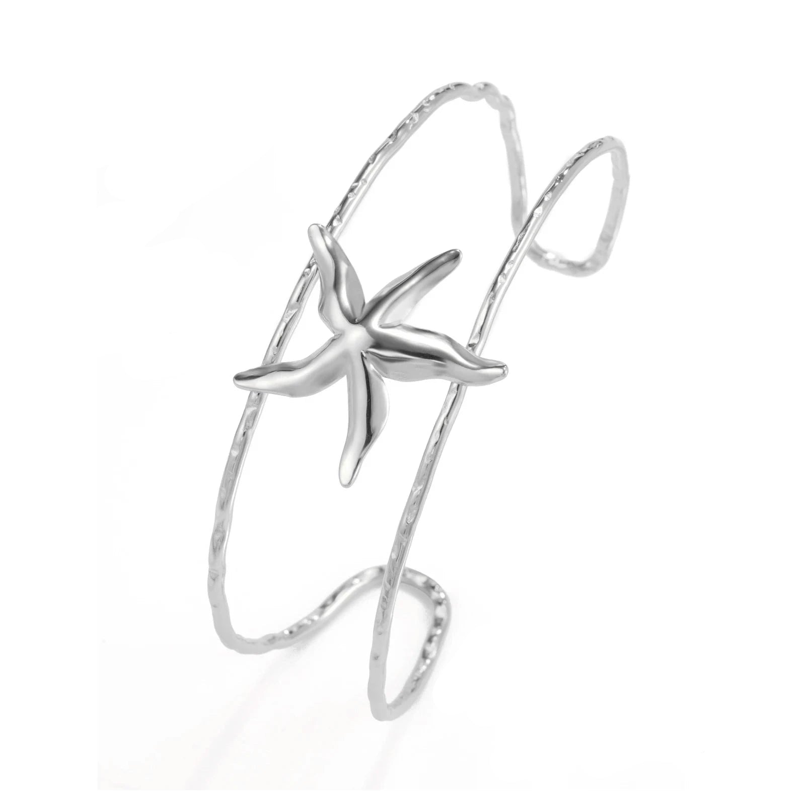 Skyrim Starfish Double Layer Cuff Bracelet Women Stainless Steel Gold Color Open Bangle Fashion Summer Beach Jewelry GiftStyle B SteelAdjustable