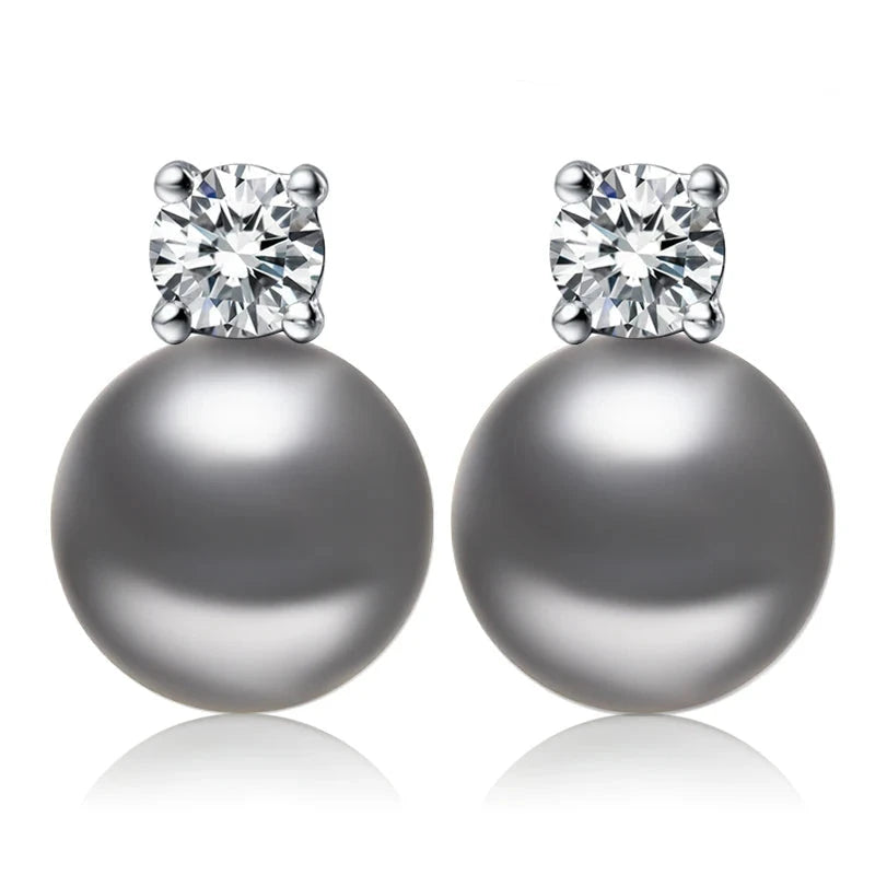 925 Sterling Silver Natural Freshwater Pearl Earrings for Womengrey pearl earring