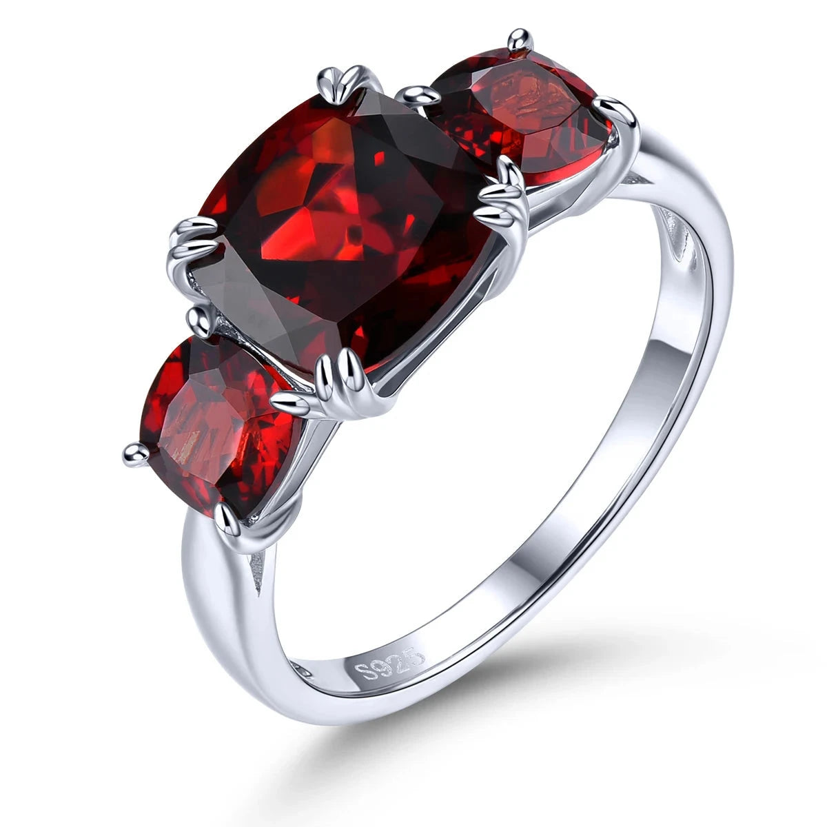 Natural Red Garnet Sterling Silver Rings 4.5 Carats Genuine Gemstone9