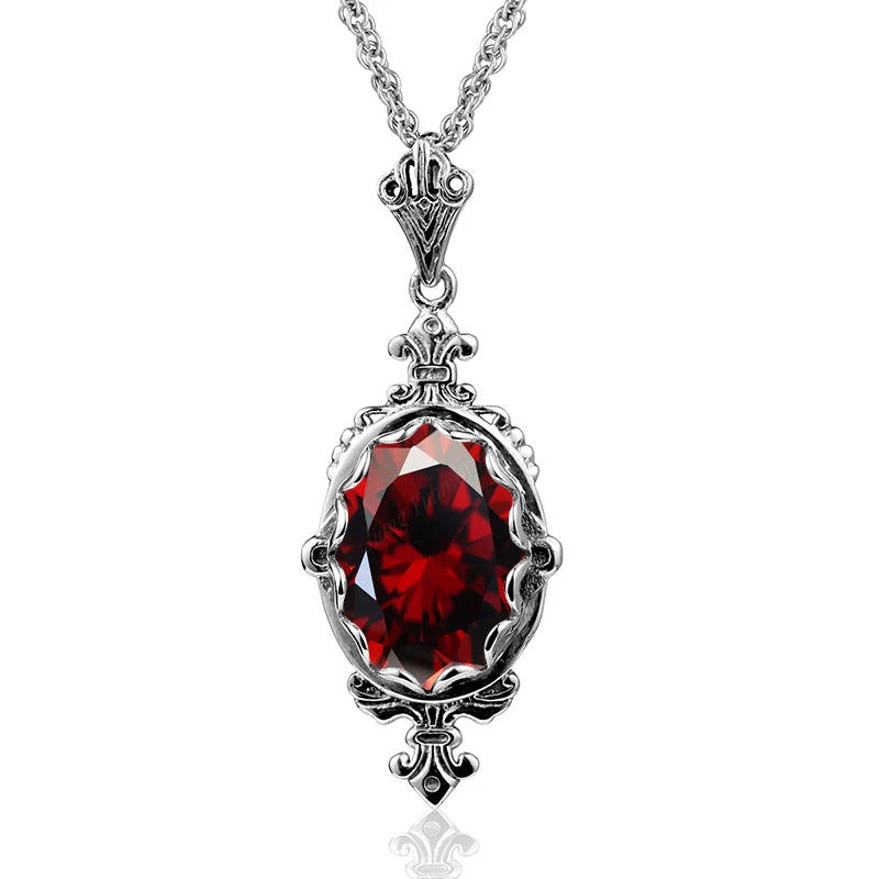 Hand Made Real 925 Sterling Silver Garnet Stone Necklace Pendant Only