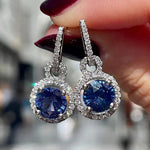 Sapphire Dangle Earring Jewelry 925 Sterling silver Party Wedding Drop Earrings