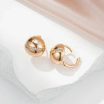 Glossy 585 Gold Color Ball Earrings For Women Natural Zircon
