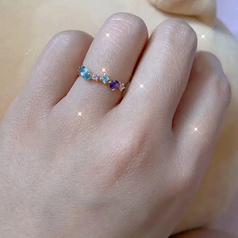 Sapphire & Amethyst Rose Gold Adjustable RingRing