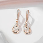 Luxury Long 585 Rose Golden Dangle Earrings For Women