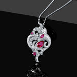 Nine-Tailed Fox Pear Marquise Cut Ruby 925 Sterling Silver Pendant (No Chain)Pendant