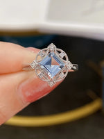 Geometric Ring Temperament Aquamarine Jewelry 925 Silver