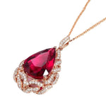 Rose Gold Color Elegant Romantic Ruby Red Tourmaline Pendant Necklaces