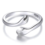 Hug Ring - 925 Sterling Silver Adjustable - Warmth and LoveRingSilver