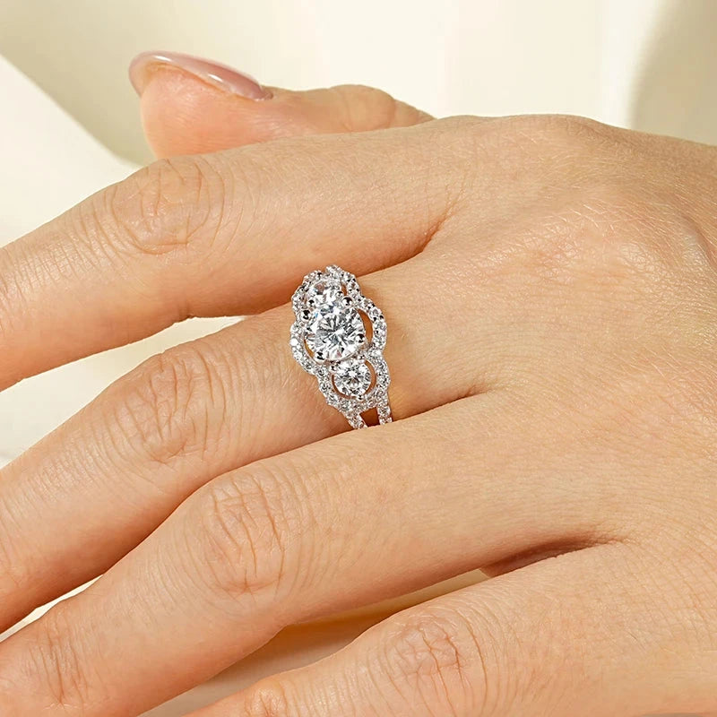 Rrjzz 14K Gold Plated Three Stone CZ Ring