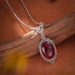 Gorgeous Carved Bohemian Garnet Pendant NecklaceYA3004-3