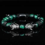 Double Leopard Head BraceletsBraceletBlack green white cz