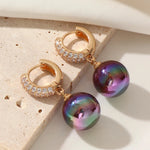 Golden Pearl Dangle & Zircon Drop Earrings for WomenBlueCHINA