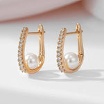 Women's Pearl Earrings Sparkling Natural Zircon