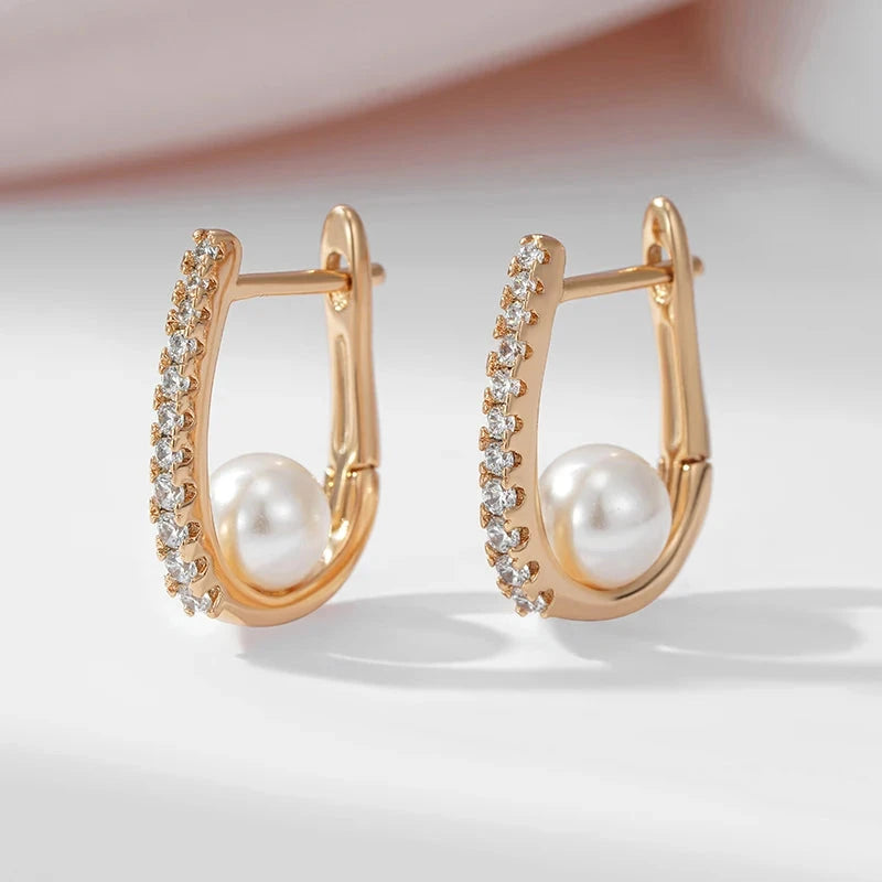 Women's Pearl Earrings Sparkling Natural Zircon