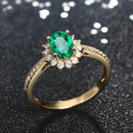 Vintage Emerald Oval Flower Gemstone Ring For Women