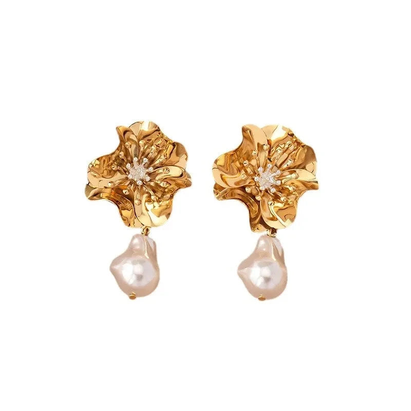 Flower Pearl Earrings for Women