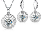 925 Sterling Silver Trendy Crystal Pendant Necklace EarringsModel 14