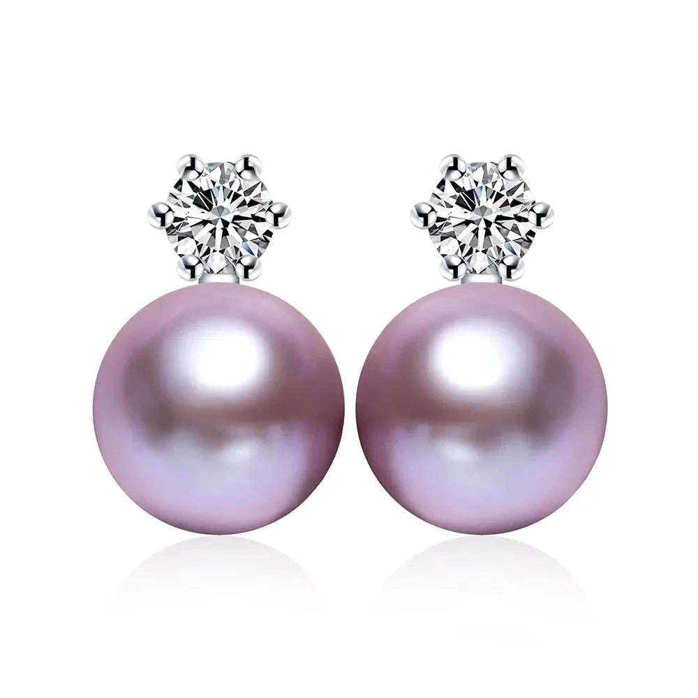Classic Princess Earrings 100% Real Freshwater Pearl EarringPURPLECHINA