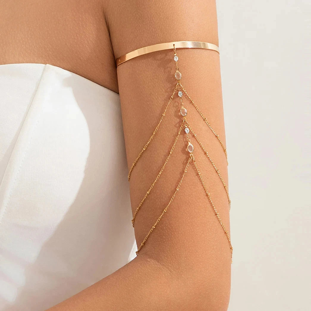 Boho Crystal Pendant Cuff Open Bangles