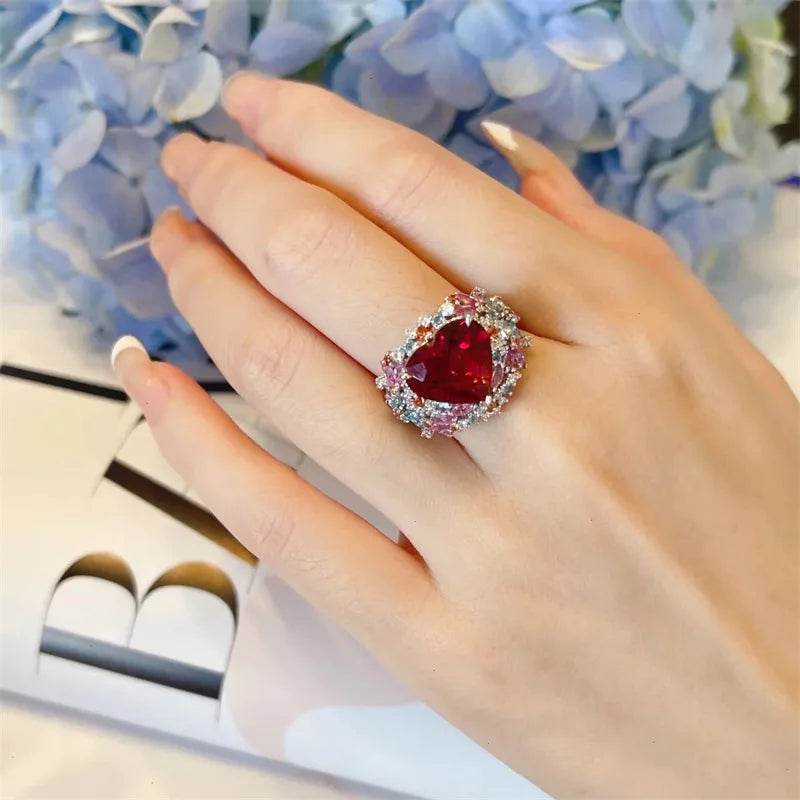 Beautiful Elegant Heart Ruby Ring for Women