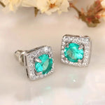 Stylish Cubic Zirconia Emerald Stud Earrings for WomenE2528