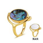 Charm Personality Rotatable Double Sided Opal Rings Women Stainless Steel Oval Anillos Indie Statement Jewelry Gifts New 2024R652