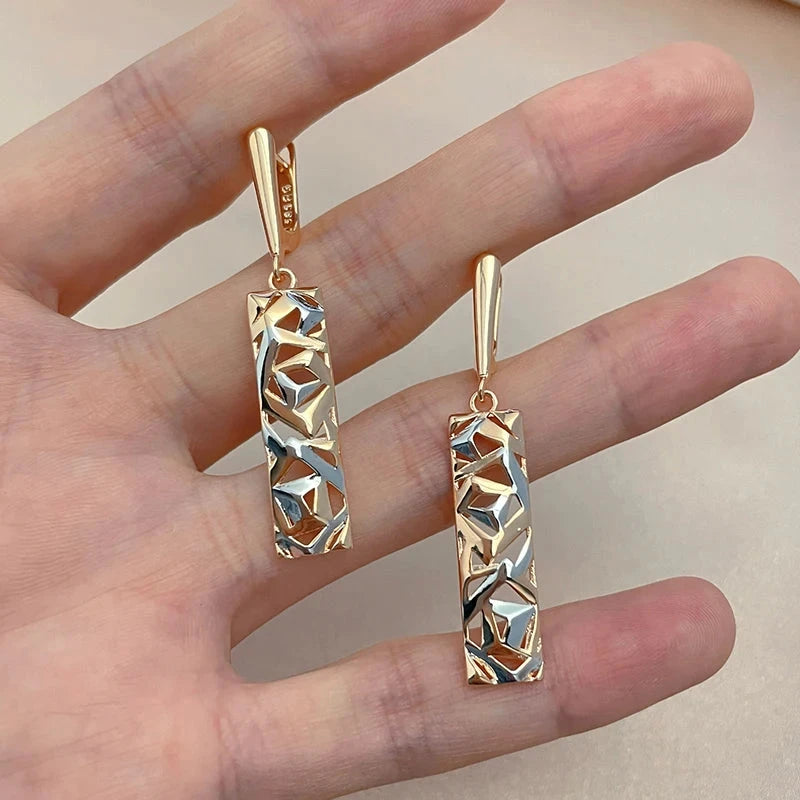 Geometric Hollow Earrings – Rose Gold & Silver