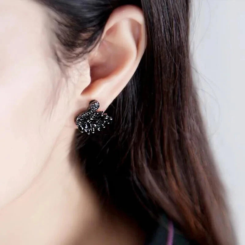 Elegant Rhinestone Black Swan Earrings for Women