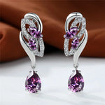 Luxury Crystal Clip Earrings for WomenPurple