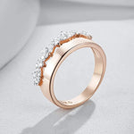 Shiny Natural Zircon Petal Ring – Rose Gold & Silver