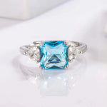 925 Sterling Silver Blue Zircon Adjustable Rings