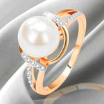 Elegant White Pearl Rose Gold & Silver Ring for Women
