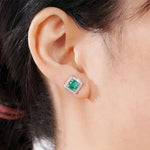 Stylish Cubic Zirconia Emerald Stud Earrings for Women