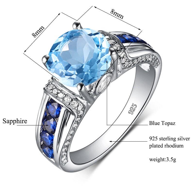 Sapphire and Blue Topaz 925 Sterling Silver RingRing