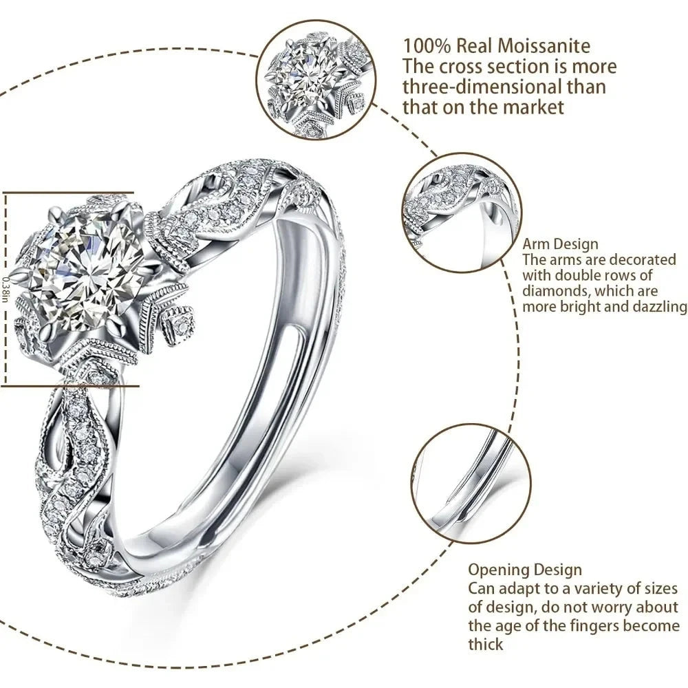 Promise Ring for Her, Moissanite Engagement Rings for Women