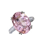 Elegant Pink Oval CZ Ring for Women6silver color