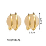 Fashion Stainless Steel Round Natural Stone Stud Earrings Necklace