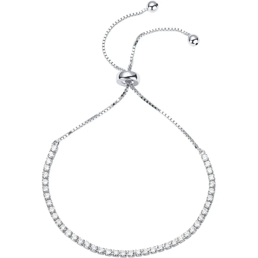 Adjustable CZ Tennis Bracelet – 14K Gold PlatedSilver Plated 25cm25cm