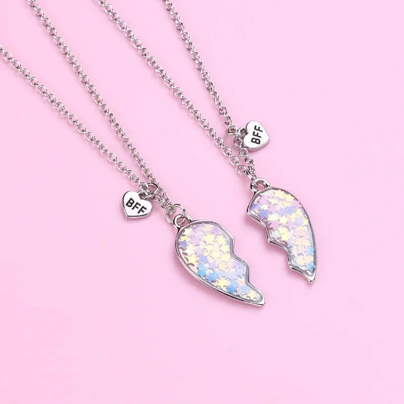 Lovecryst 2Pcs/set Five Pointed Star Sequin Stitching Best Friend Necklace